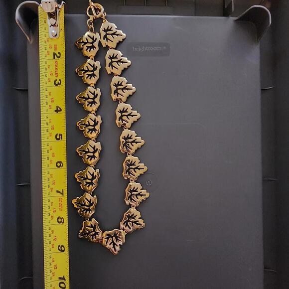 Gold Autumn Leaf Necklace - Picture 8 of 9